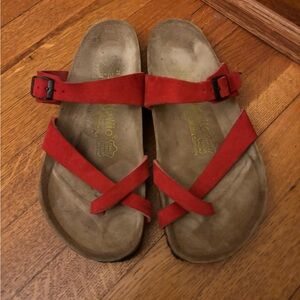 Papillio by Birkenstock Red Suede Sandals